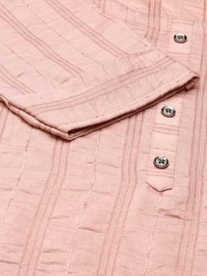women's calf length round neck pink embellished straight kurta 3