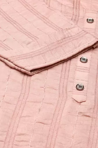 women's calf length round neck pink embellished straight kurta