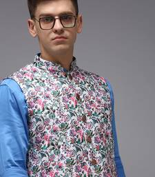 Men's Printed White Ethnic Nehru Jackets