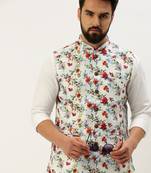 SHOWOFF Men's Printed Mandarin Collar Multi Nehru Jacket