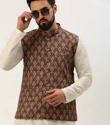 Men's Printed Mandarin Collar Multi Nehru Jacket