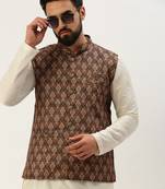 Men's Printed Mandarin Collar Multi Nehru Jacket