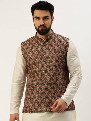 Men's Printed Mandarin Collar Multi Nehru Jacket 2