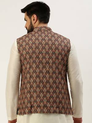 Men's Printed Mandarin Collar Multi Nehru Jacket 4