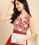 Showoff women's ankle length round neck rust solid anarkali kurta