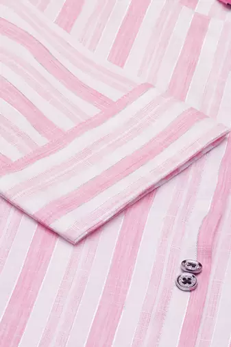 women's calf length round neck pink woven design straight kurta