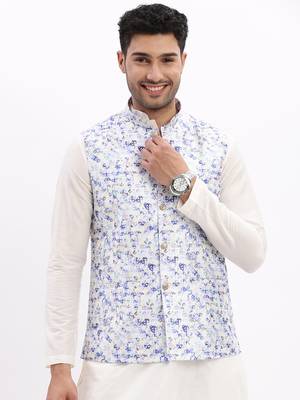 Men's Slim Fit Printed Lavender Nehru Jacket 2