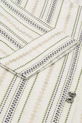 women's calf length round neck white woven design straight kurta