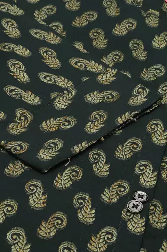 women's calf length round neck green woven design straight kurta