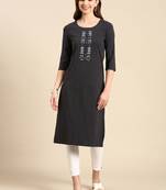 women's calf length round neck grey solid straight kurta