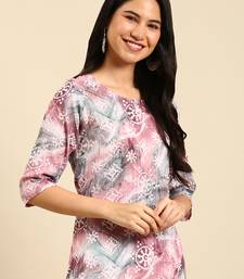 women's calf length round neck multi embellished straight kurta