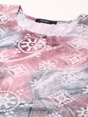 women's calf length round neck multi embellished straight kurta 3
