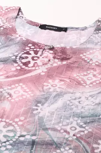 women's calf length round neck multi embellished straight kurta