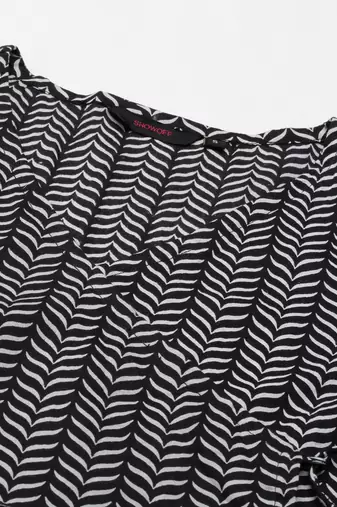 women's calf length v-neck navy blue chevron a-line kurta