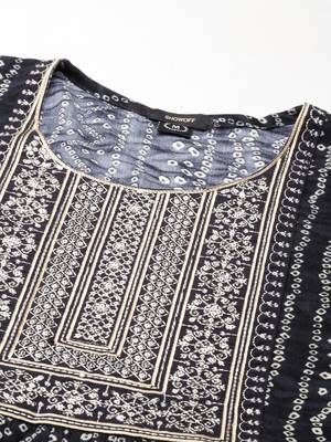 women's ankle length round neck black bandhani anarkali kurta 3