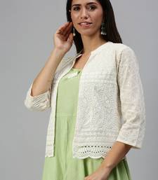 women's calf length mandarin collar green paisley anarkali kurta