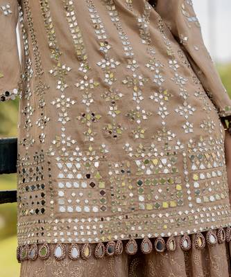 Rose gold tissue embroidered gharara set 5