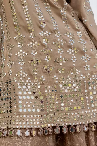Rose gold tissue embroidered gharara set