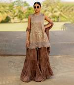 Silver tissue embroidered gharara set