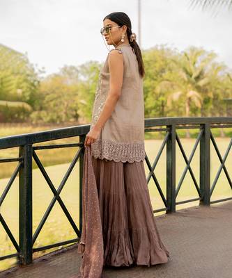 Silver tissue embroidered gharara set 2