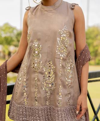 Silver tissue embroidered gharara set 5