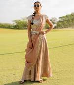 Rose gold tissue embroidered sharara set