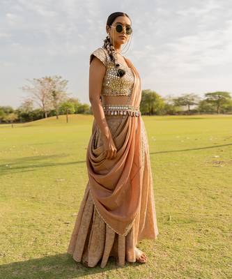 Rose gold tissue embroidered sharara set 2