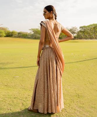 Rose gold tissue embroidered sharara set 3