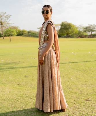 Rose gold tissue embroidered sharara set 4