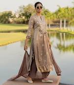 Silver tissue embroidered kurta set