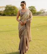 Silver tissue embroidered saree set