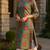 women green cotton ethnic motifs printed straight kurta