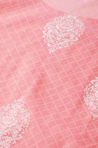 women pink cotton ethnic motifs printed straight kurta