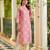 women pink cotton ethnic motifs printed straight kurta