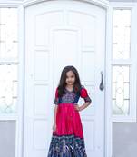 Dola Silk with Patola Designer Foil Print Kids Gown