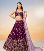 Burgundy Pure Georgette with heavy Sequins embroidery Semi-Stitched Lehenga choli & Dupatta