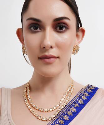 Uncut polki two layered necklace set 3