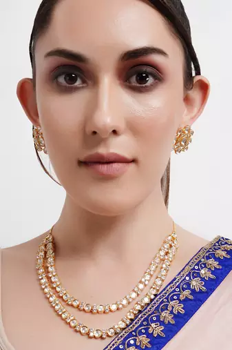 Uncut polki two layered necklace set