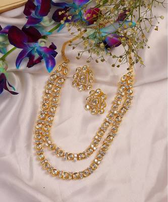 Uncut polki two layered necklace set 4