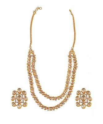 Uncut polki two layered necklace set 5