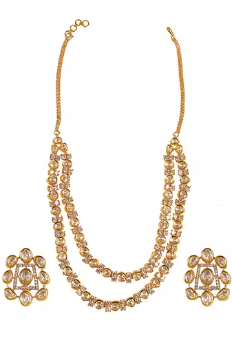 Uncut polki two layered necklace set