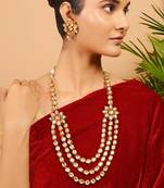 Two layered kundan flower embossed necklace set