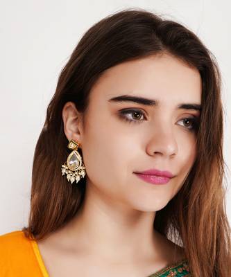Kundan polki drop earrings 1
