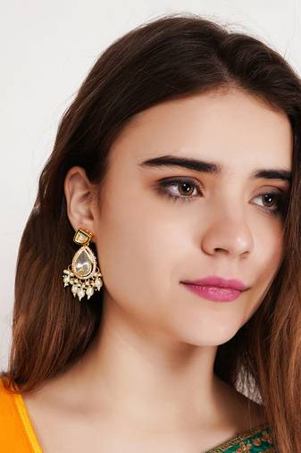 Kundan polki drop earrings