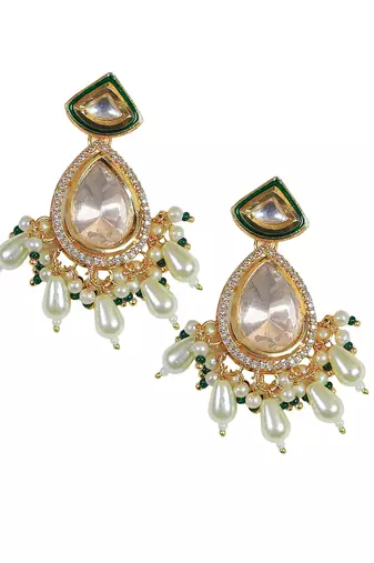 Kundan polki drop earrings
