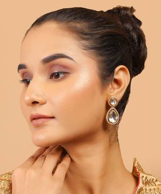 Uncut kundan polki drop earrings 1