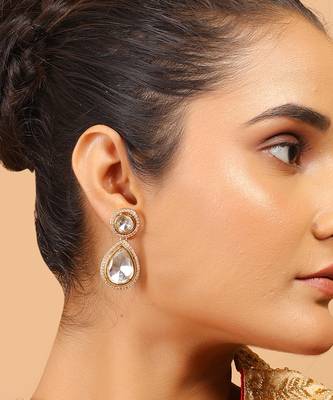 Uncut kundan polki drop earrings 2