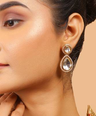 Uncut kundan polki drop earrings 3