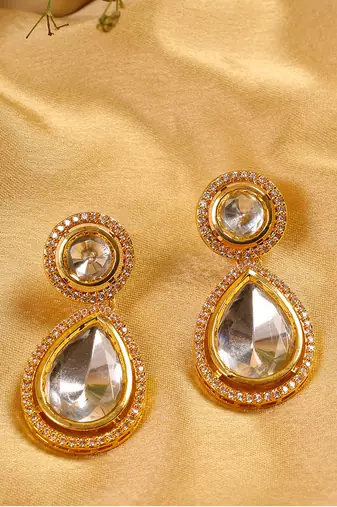 Uncut kundan polki drop earrings