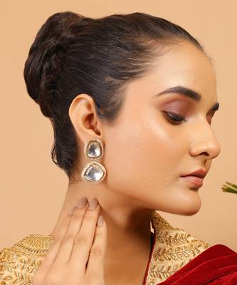 Handcrafted uncut kundan polki earrings 1